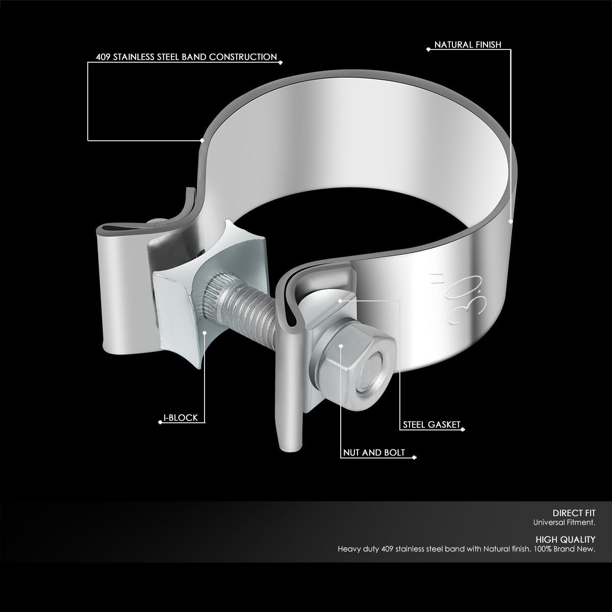 CAAP, 2Pcs 3" ID Narrow Exhaust Band Clamp (Stainless Steel)