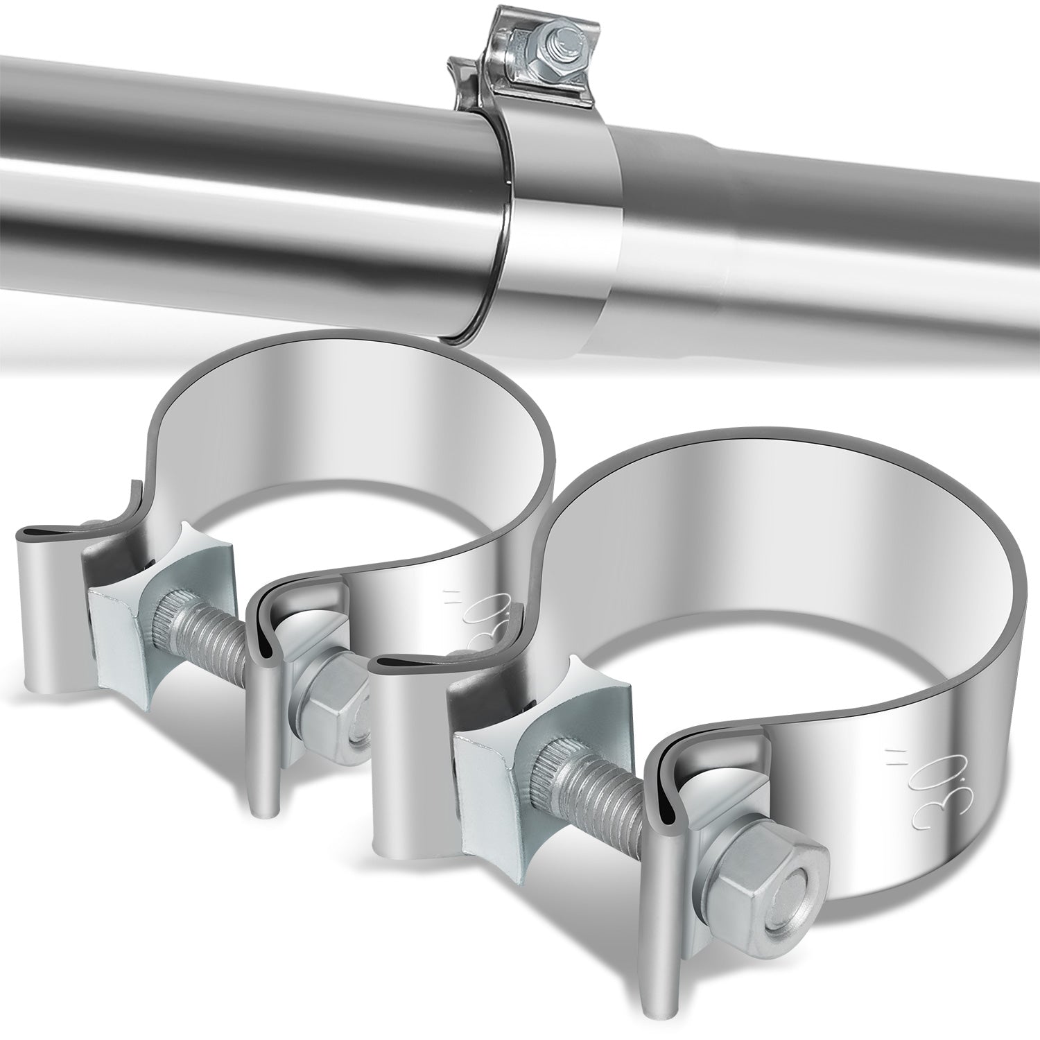 CAAP, 2Pcs 3" ID Narrow Exhaust Band Clamp (Stainless Steel)