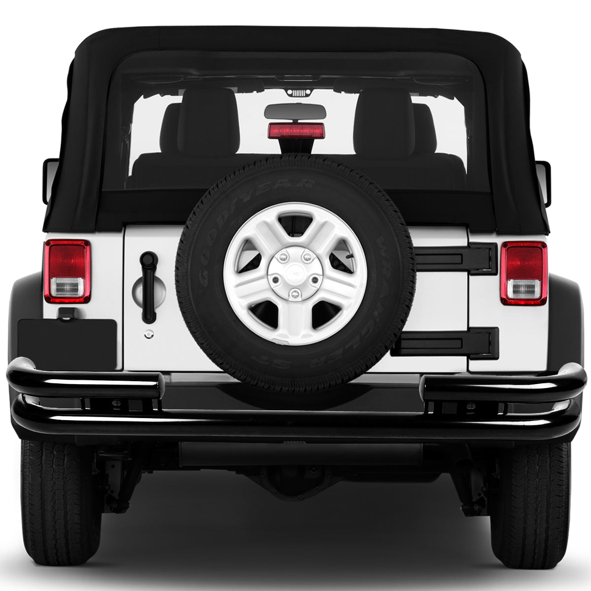 CAAP, 87-06 Jeep Wrangler YJ TJ Double Tubular Rear Bumper - Powder Coated Steel