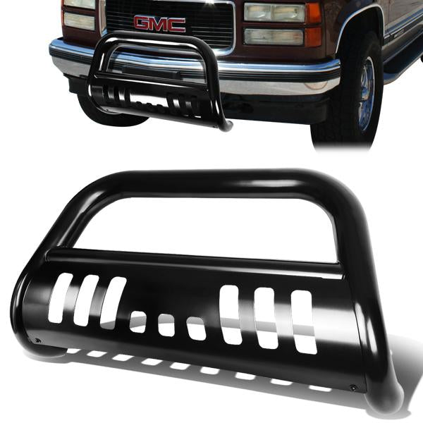 CAAP, 88-00 Chevy C/K 1500 2500 3500 Suburban Bull Bar w/Skid Plate - Stainless Steel - Black