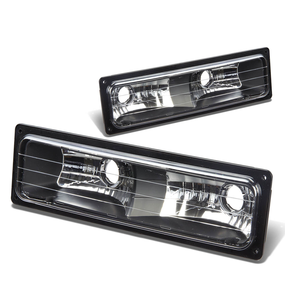 Nuvision Lighting, 88-00 Chevy GMC C10 C/K 1500 2500 3500 Suburban Turn Signal Bumper Lights - Black Housing