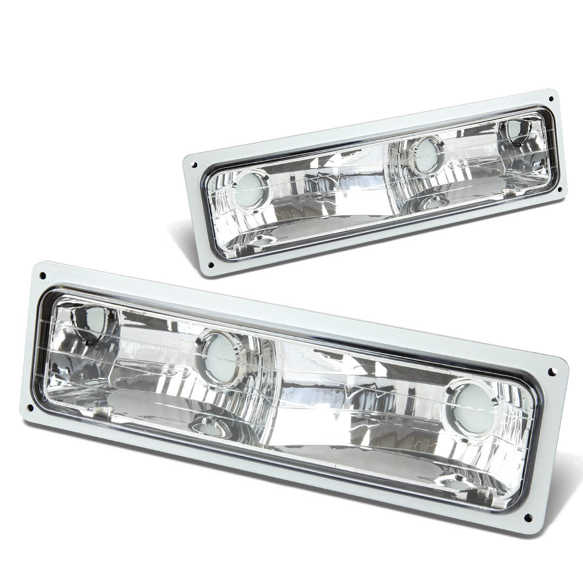 Nuvision Lighting, 88-00 Chevy GMC C10 C/K 1500 2500 3500 Suburban Turn Signal Bumper Lights - Chrome Housing