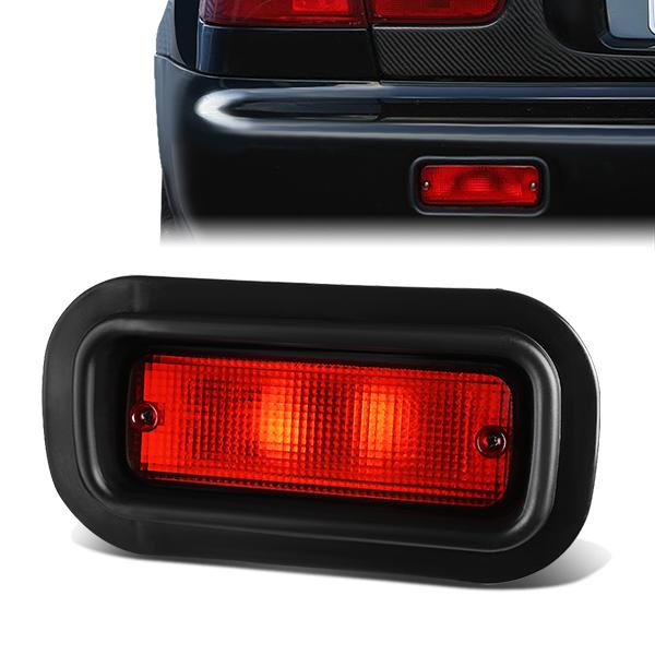 DNA Motoring, 88-01 Honda Civic Del Sol Acura Integra Red Lens Rear Fog Lights - w/Light Bulbs