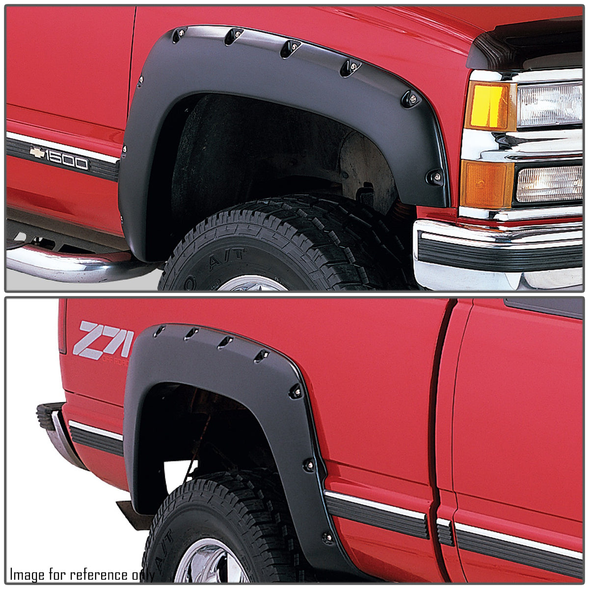 CAAP, 88-98 Chevy GMC C/K 1500-3500 92-99 Suburban Yukon Tahoe Fender Flares - Pocket-Rivet Style - Matte