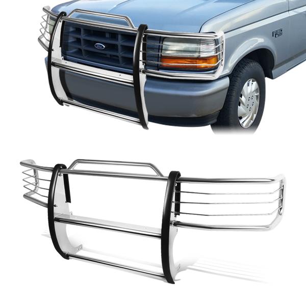 CAAP, 92-97 Ford F150 F250 F350 Bronco Brush Grille Guard - Stainless Steel