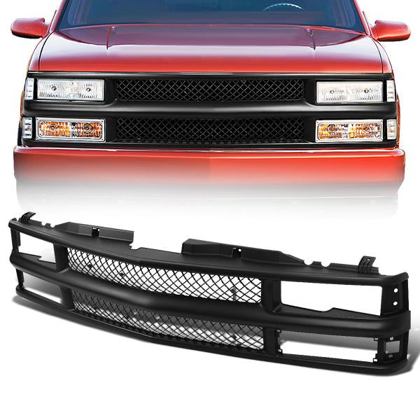 CAAP, 94-00 Chevy Suburban C/K 1500 2500 3500 Front Grille - Diamond Mesh - Black