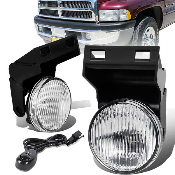 DNA Motoring, 94-01 Dodge Ram 1500 2500 3500 Clear Lens Fog Lights - w/Switch