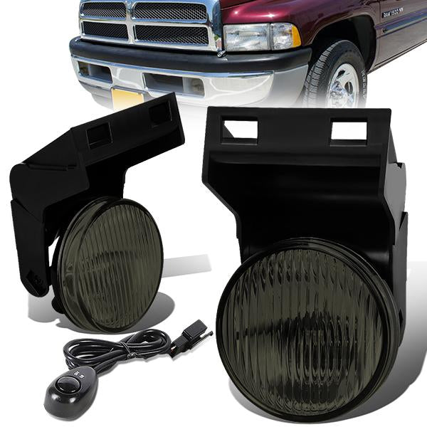 DNA Motoring, 94-01 Dodge Ram 1500 2500 3500 Smoked Lens Fog Lights - w/Switch