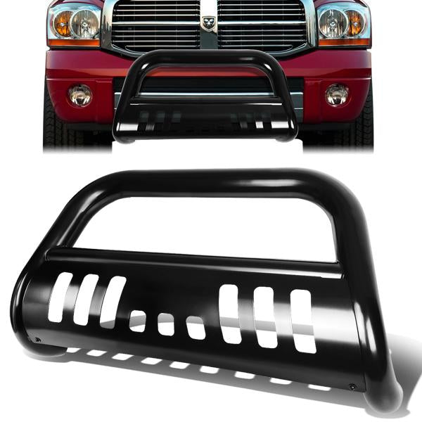 CAAP, 94-02 Dodge Ram 1500 2500 3500 Bull Bar w/Skid Plate - Stainless Steel - Black