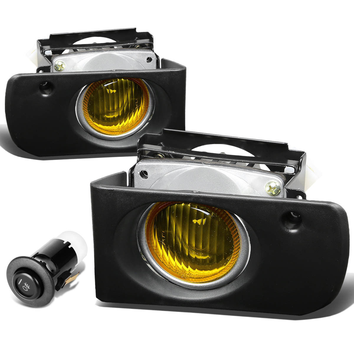 DNA Motoring, 94-97 Acura Integra DC DC2 Amber Lens Fog Lights - w/Bezel+Switch - with Light Bulbs