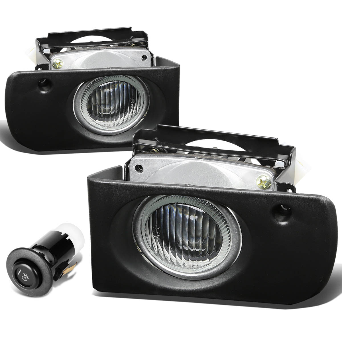 DNA Motoring, 94-97 Acura Integra DC DC2 Clear Lens Fog Lights - w/Bezel+Switch - with Light Bulbs