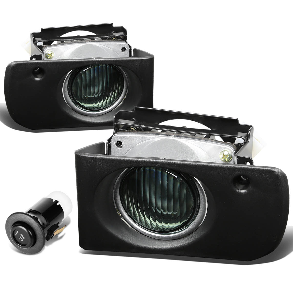 DNA Motoring, 94-97 Acura Integra DC DC2 Smoked Lens Fog Lights - w/Bezel+Switch - with Light Bulbs