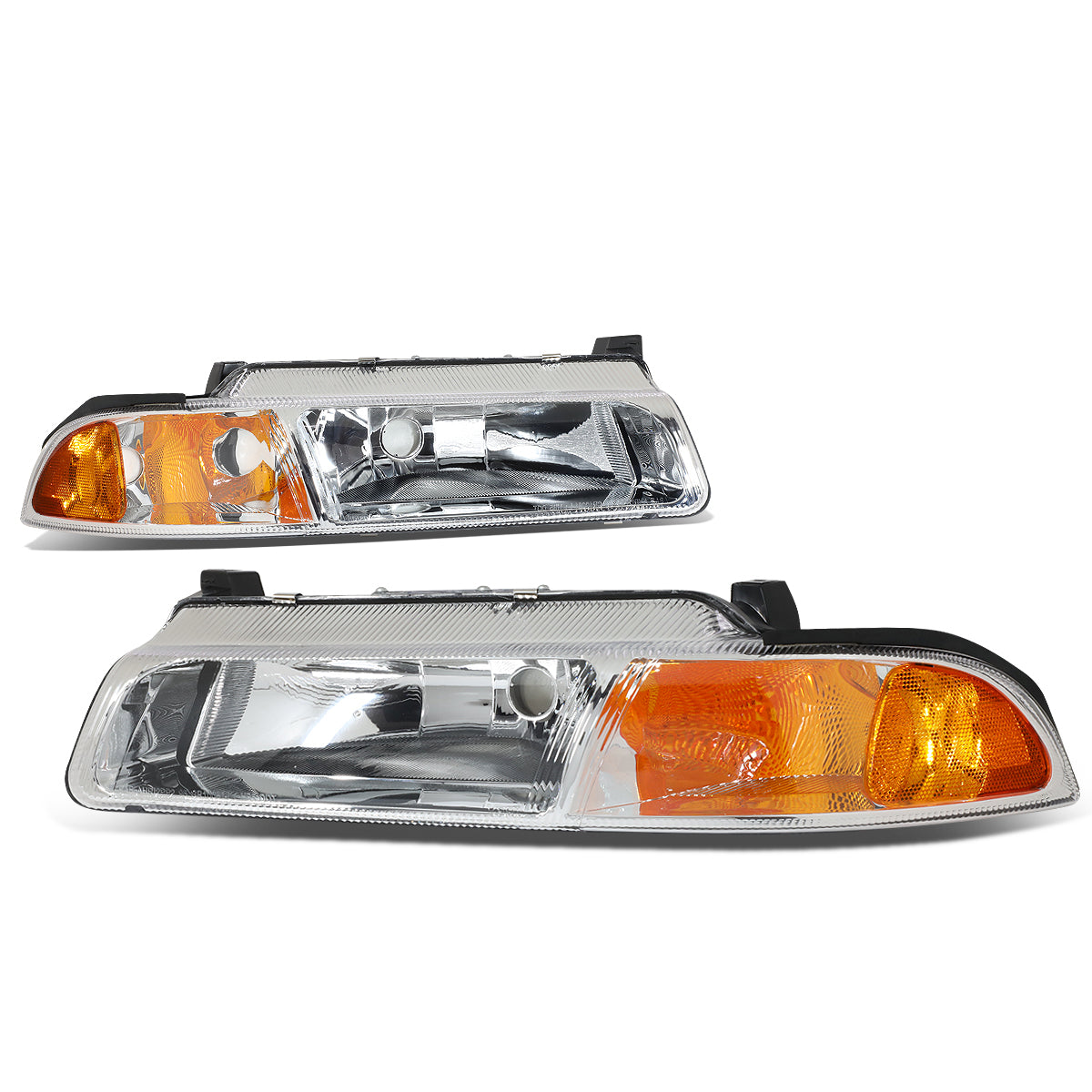 DNA Motoring, 95-00 Chrysler Cirrus Dodge Stratus Plymouth Breeze Headlights - Chrome Housing Amber Corner