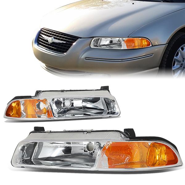 DNA Motoring, 95-00 Chrysler Cirrus Dodge Stratus Plymouth Breeze Headlights - Chrome Housing Amber Corner