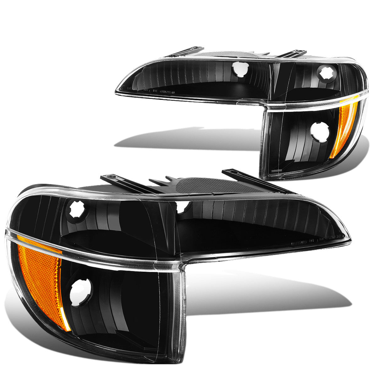 Nuvision Lighting, 95-01 Ford Explorer 1997 Mercury Mountaineer Bumper Lights - Black Housing Amber Corner