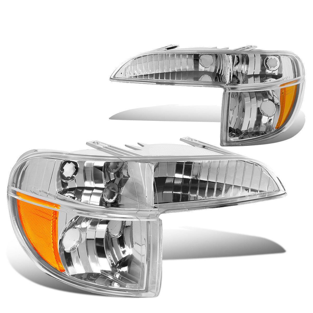 Nuvision Lighting, 95-01 Ford Explorer 1997 Mercury Mountaineer Bumper Lights - Chrome Housing Amber Corner