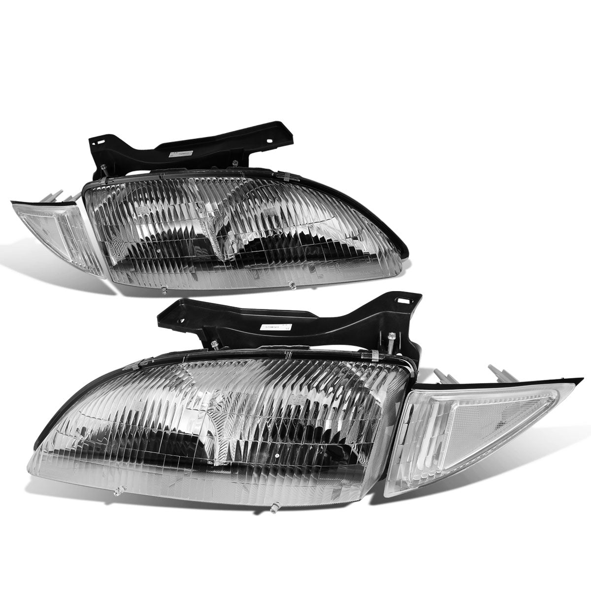 DNA Motoring, 95-99 Chevy Cavalier Headlights - Chrome Housing Clear Corner