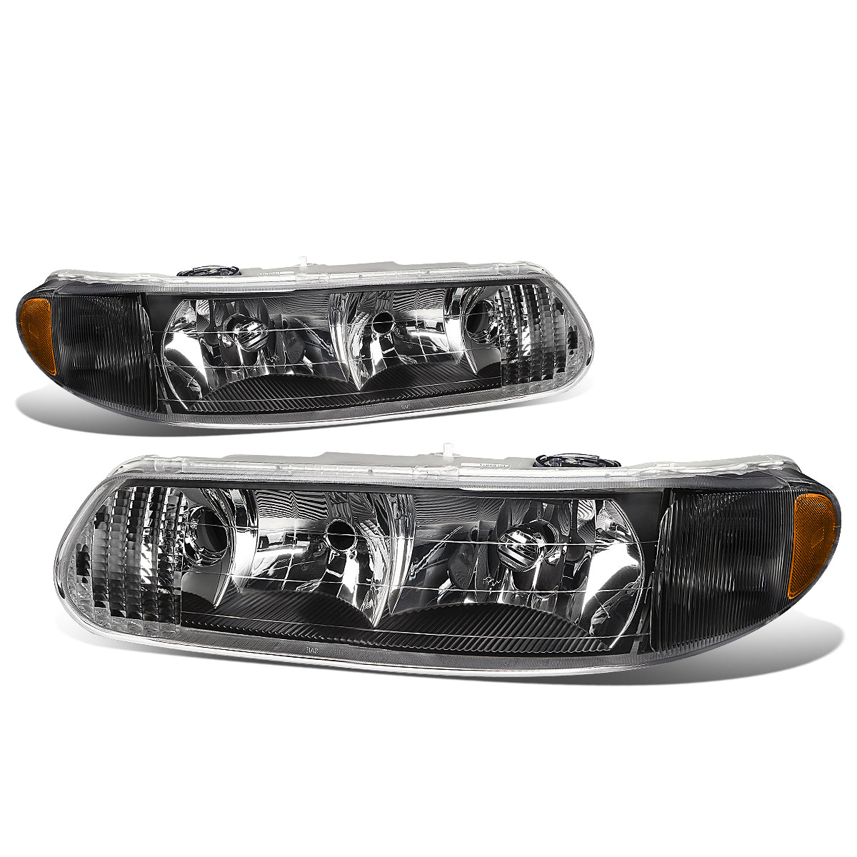 DNA Motoring, 97-05 Buick Century Regal Headlights - Black Housing Amber Corner