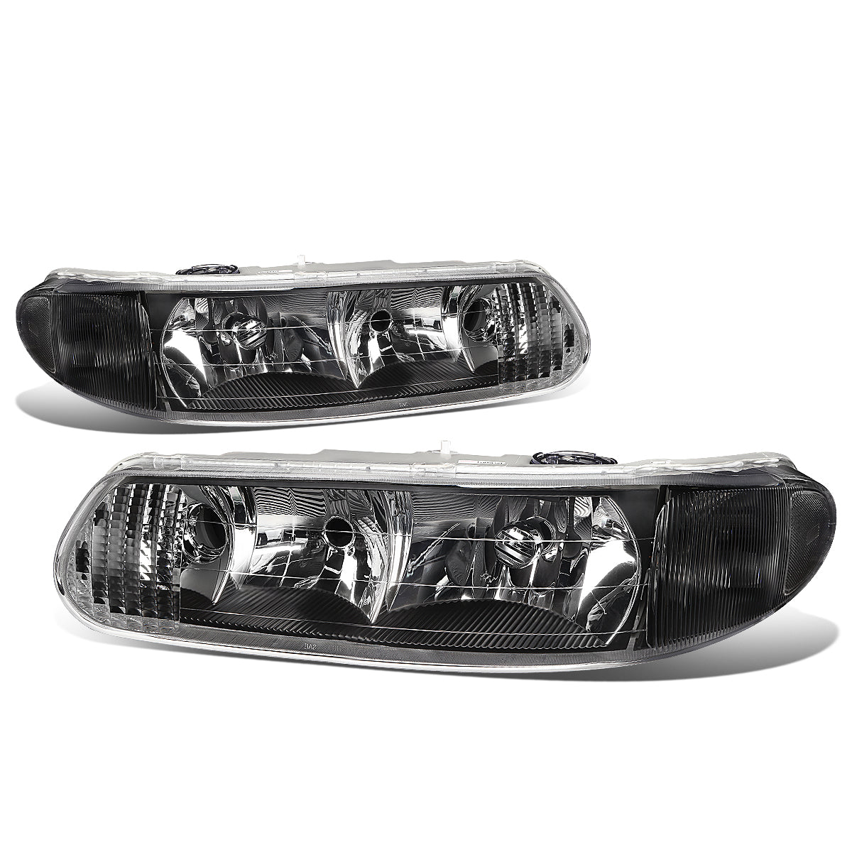 DNA Motoring, 97-05 Buick Century Regal Headlights - Black Housing Clear Corner