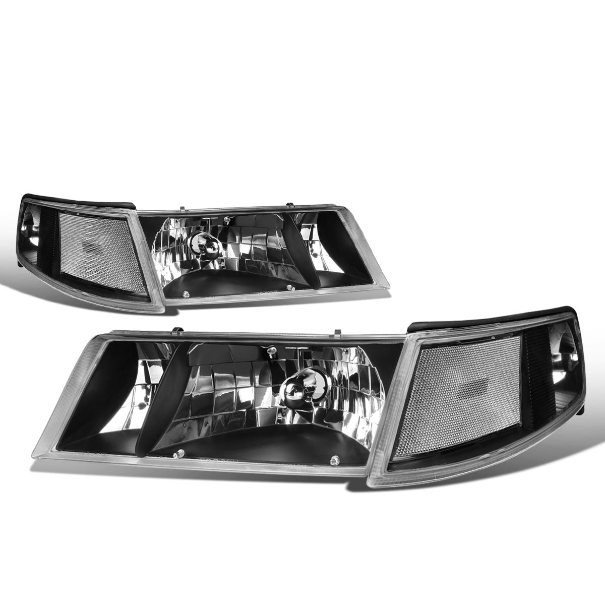 DNA Motoring, 98-02 Mercury Grand Marquis Headlights - Black Housing Clear Corner