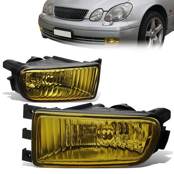 DNA Motoring, 98-05 Lexus GS300 GS400 GS430 Amber Lens Fog Lights - w/Light Bulbs