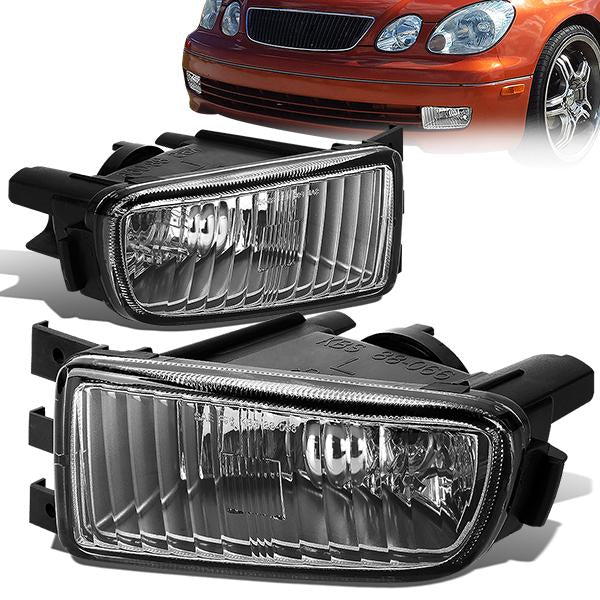 DNA Motoring, 98-05 Lexus GS300 GS400 GS430 Clear lens Fog Lights - w/Light Bulbs