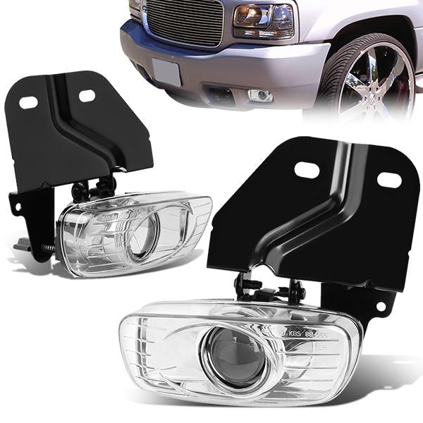 DNA Motoring, 99-00 Cadillac Escalade GMC Yukon Denali SLE SLT 5.7L Clear Lens Fog Lights - w/Light Bulbs