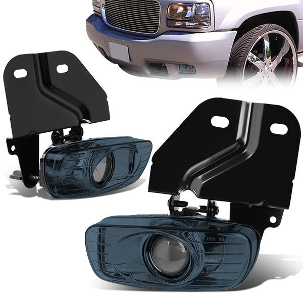 DNA Motoring, 99-00 Cadillac Escalade GMC Yukon Denali SLE SLT 5.7L Smoked Lens Fog Lights - w/Light Bulbs