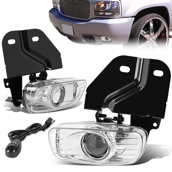 DNA Motoring, 99-00 Cadillac Escalade GMC Yukon Denali/SLE/SLT 5.7L Clear Lens Fog Lights - w/Switch