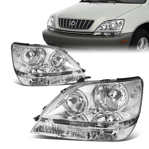 DNA Motoring, 99-03 Lexus RX300 Headlights - Chrome Housing