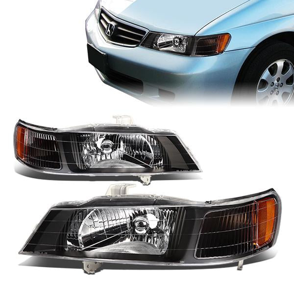 DNA Motoring, 99-04 Honda Odyssey Headlights - Black Housing Amber Corner