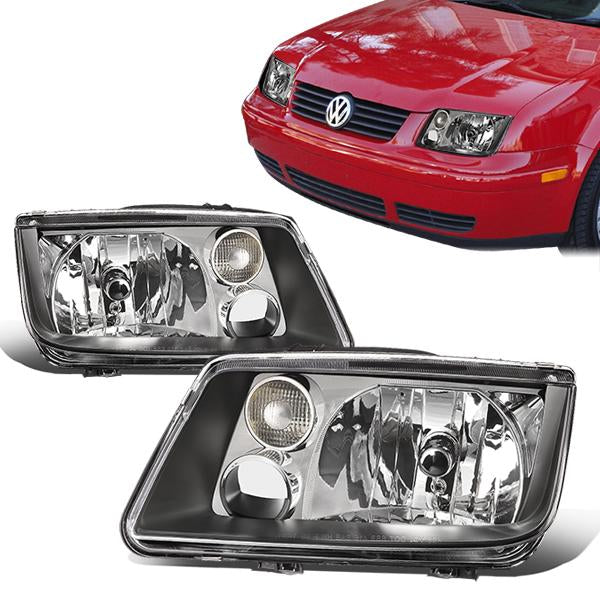 DNA Motoring, 99-05 Volkswagen Jetta MK4 Headlights - Black Housing