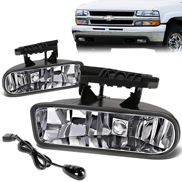 DNA Motoring, 99-06 GMC Sierra 1500 2500 3500 Yukon Clear Lens Fog Lights - w/Switch