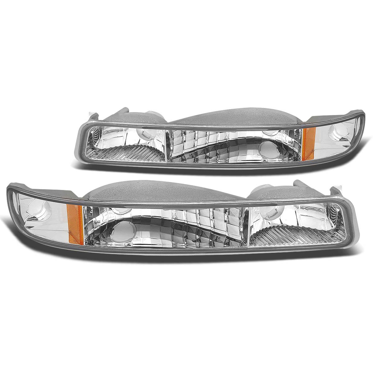 Nuvision Lighting, 99-07 GMC Sierra 1500 2500 3500 00-06 Yukon Bumper Lights - Chrome Housing Amber Corner