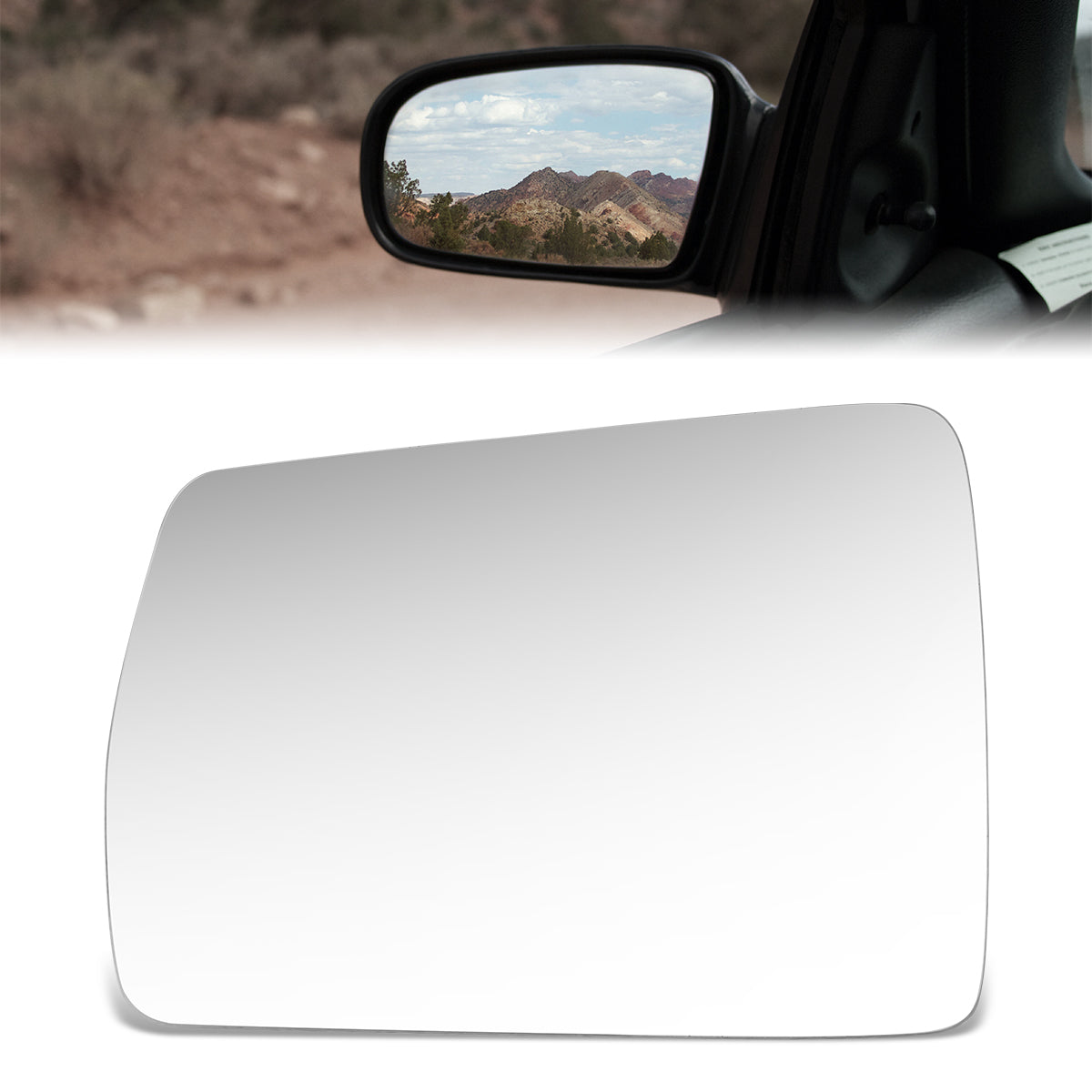 CAAP, Factory Replacement Mirror Glass (Left) 84-96 Jeep Cherokee, 86-92 Comanche, 84-90 Wagoneer