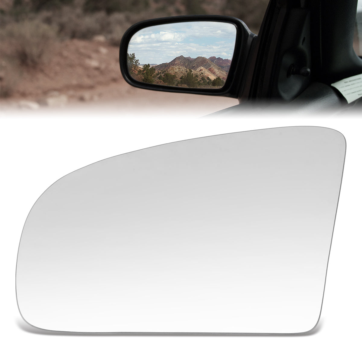 CAAP, Factory Replacement Mirror Glass (Left) 90-94 Hyundai Excel, Mitsubishi Precis