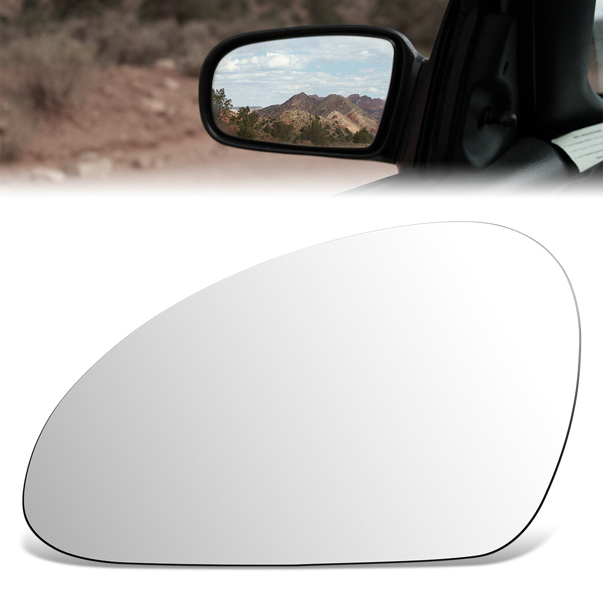 CAAP, Factory Replacement Mirror Glass (Left) 97-02 Ford Escort, 97-99 Mercury Tracer