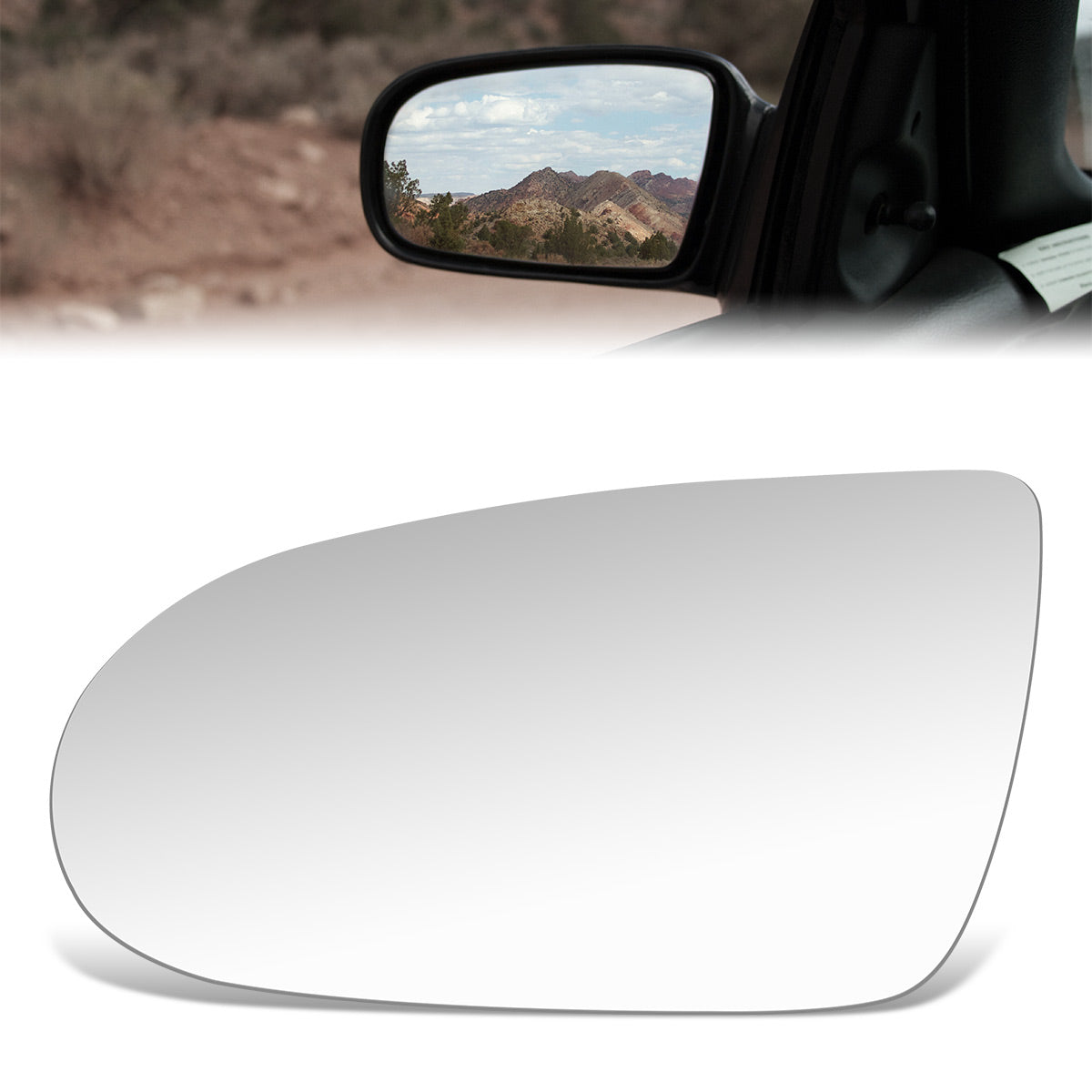 CAAP, Factory Replacement Mirror Glass (Left) 98-01 Chevy Metro, 91-92 Geo Storm