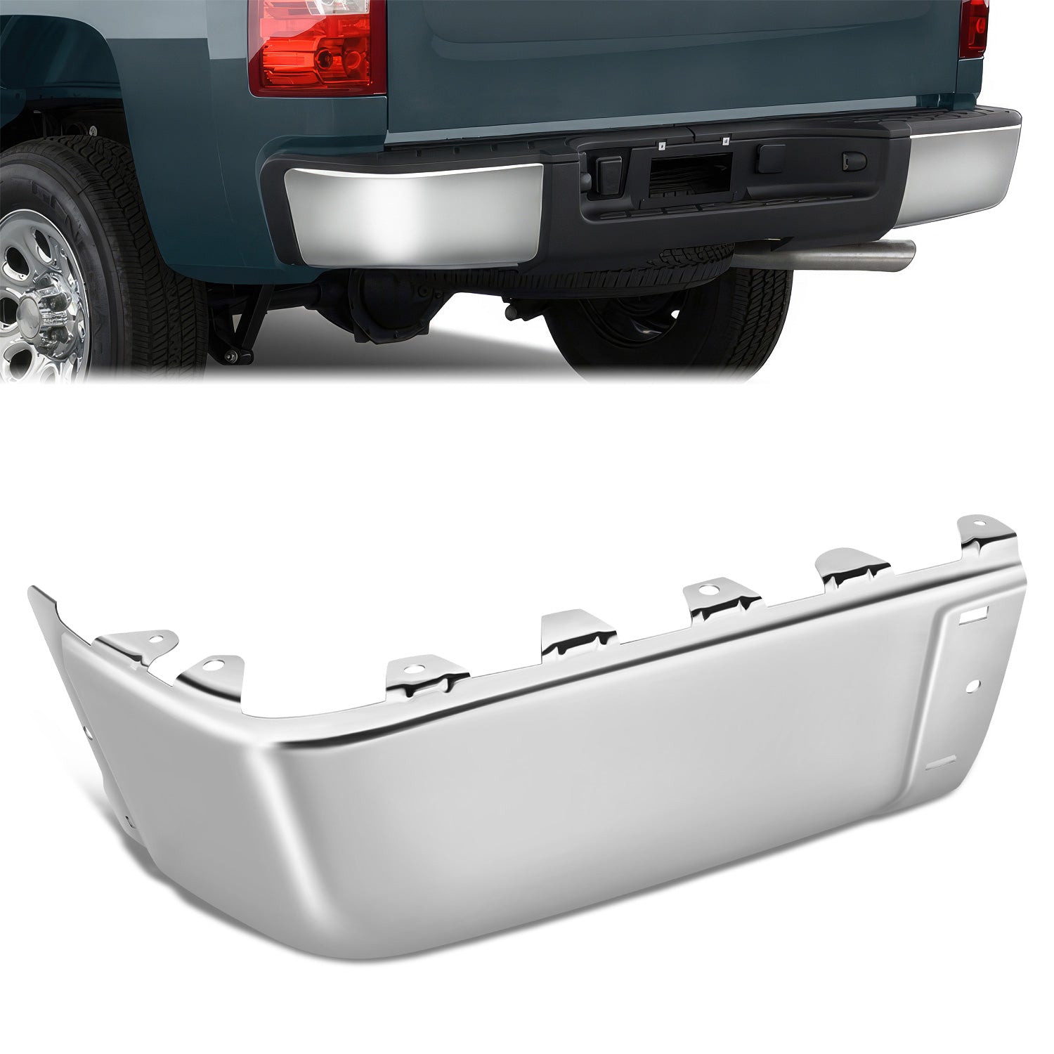 CAAP, Left Rear Bumper End Cap (Chrome) 07-13 Silverado Sierra 1500, 07-14 2500 3500HD