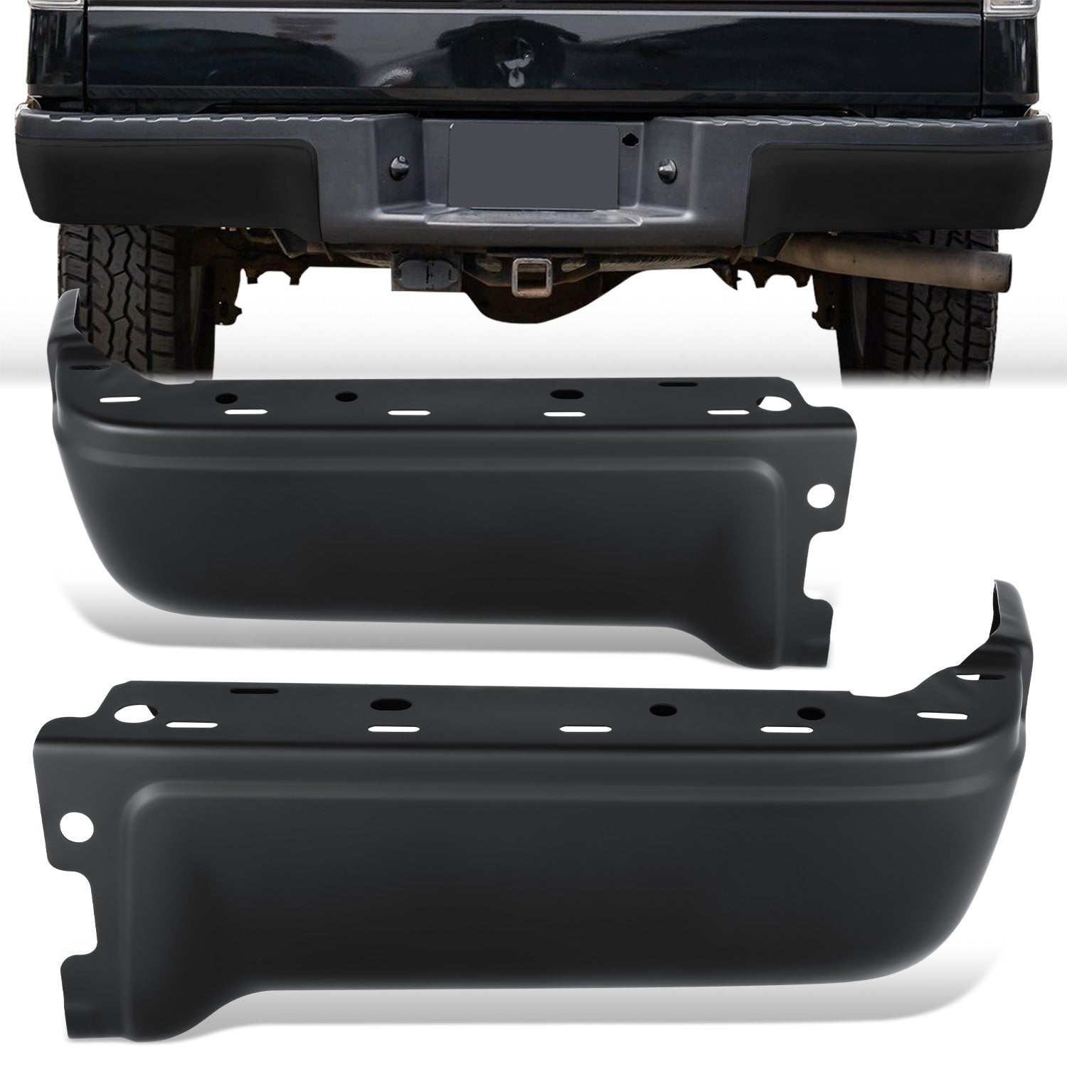 CAAP, Pair Rear Bumper End Caps (Black) 09-14 Ford F-150